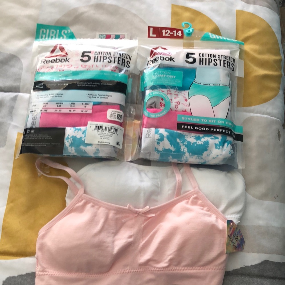 Girls under garments bra and briefs.